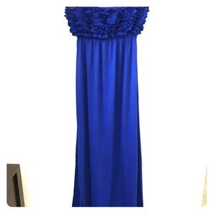 Blue strapless maxi dress